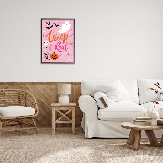 Stupell Industries Creep It Real Pink Halloween Phrase Framed Giclee Art